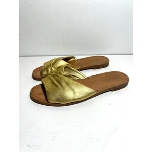 Diane von Furstenberg Metallic Gold Caserta Wrap Slide Falt Sandal Shoe 36 6 US